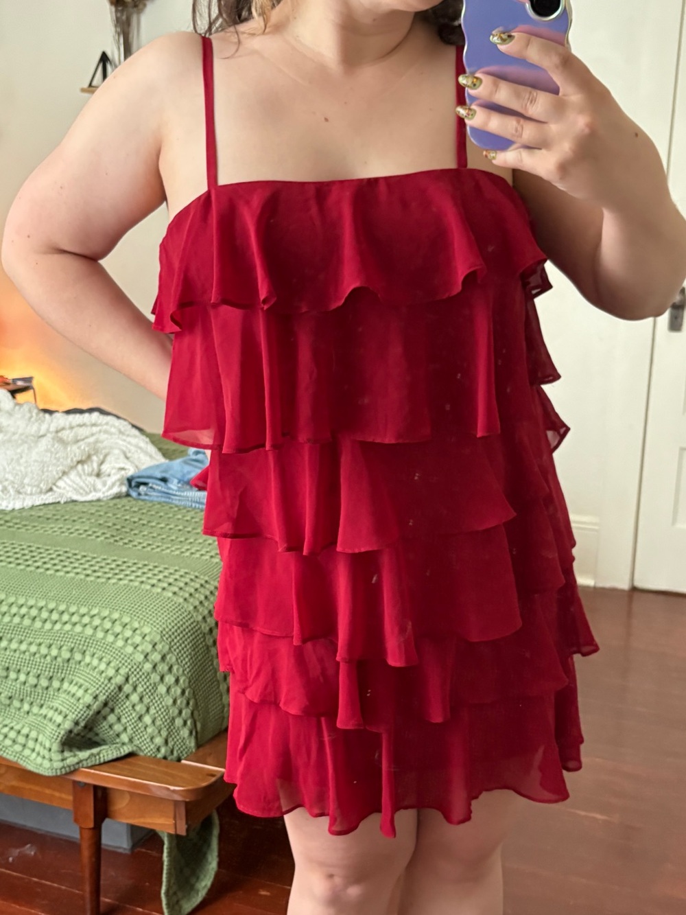 LOFT by Ann Taylor Red Tiered Ruffle Dress